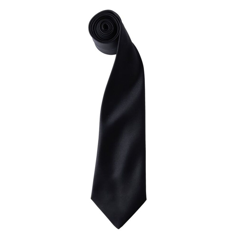 Premier Mens Plain Satin Tie (Narrow Blade) / Black